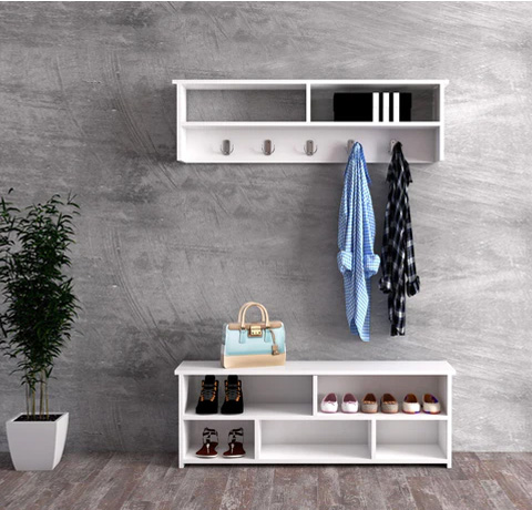 KayRana Venice White Hallway Shoe Cabinet