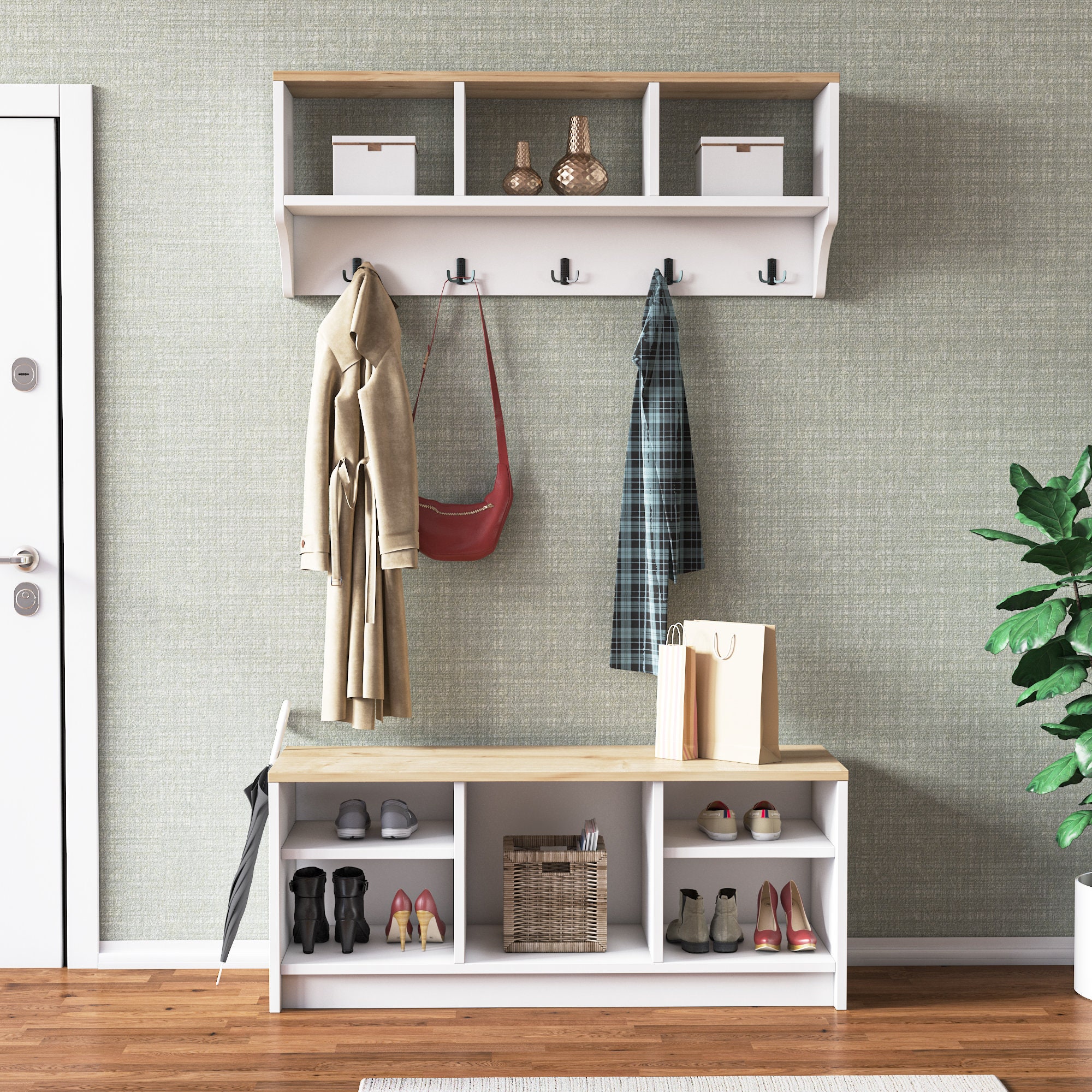 KayRana Essex White/Oak Elegant Multi-Storage Shoe Cabinet… Home & Living Storage & Organisation Shoe Storage 