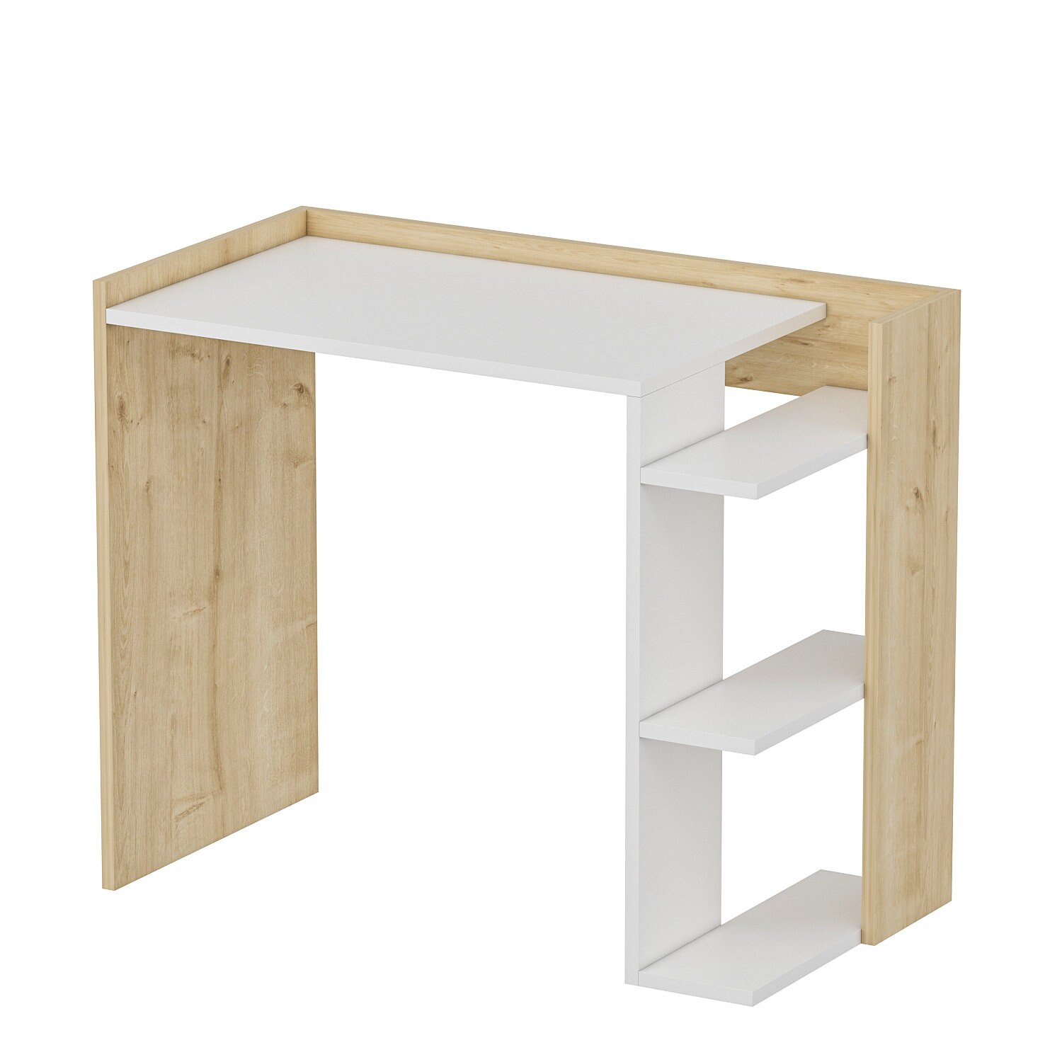 KayRana Ruby White and Oak Study Desk with Storage Space – The Latest ...