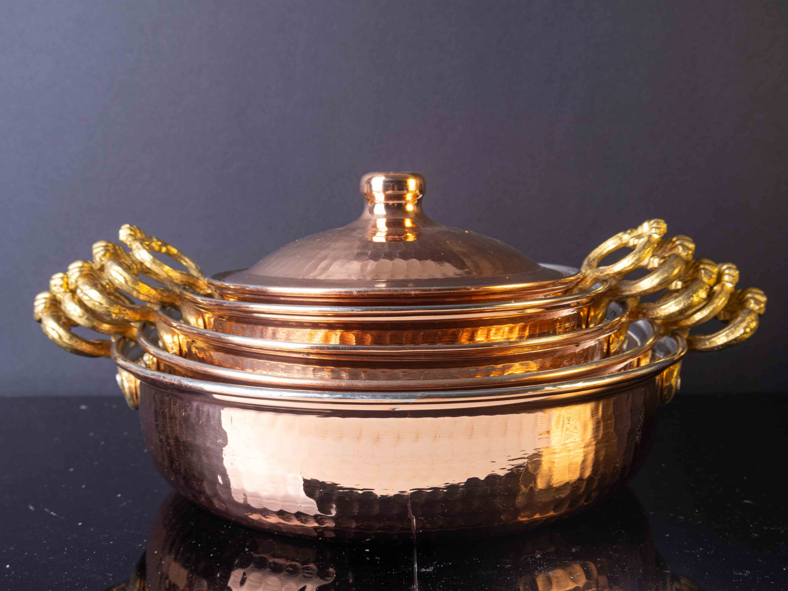 Hammered Copper Pan Set
