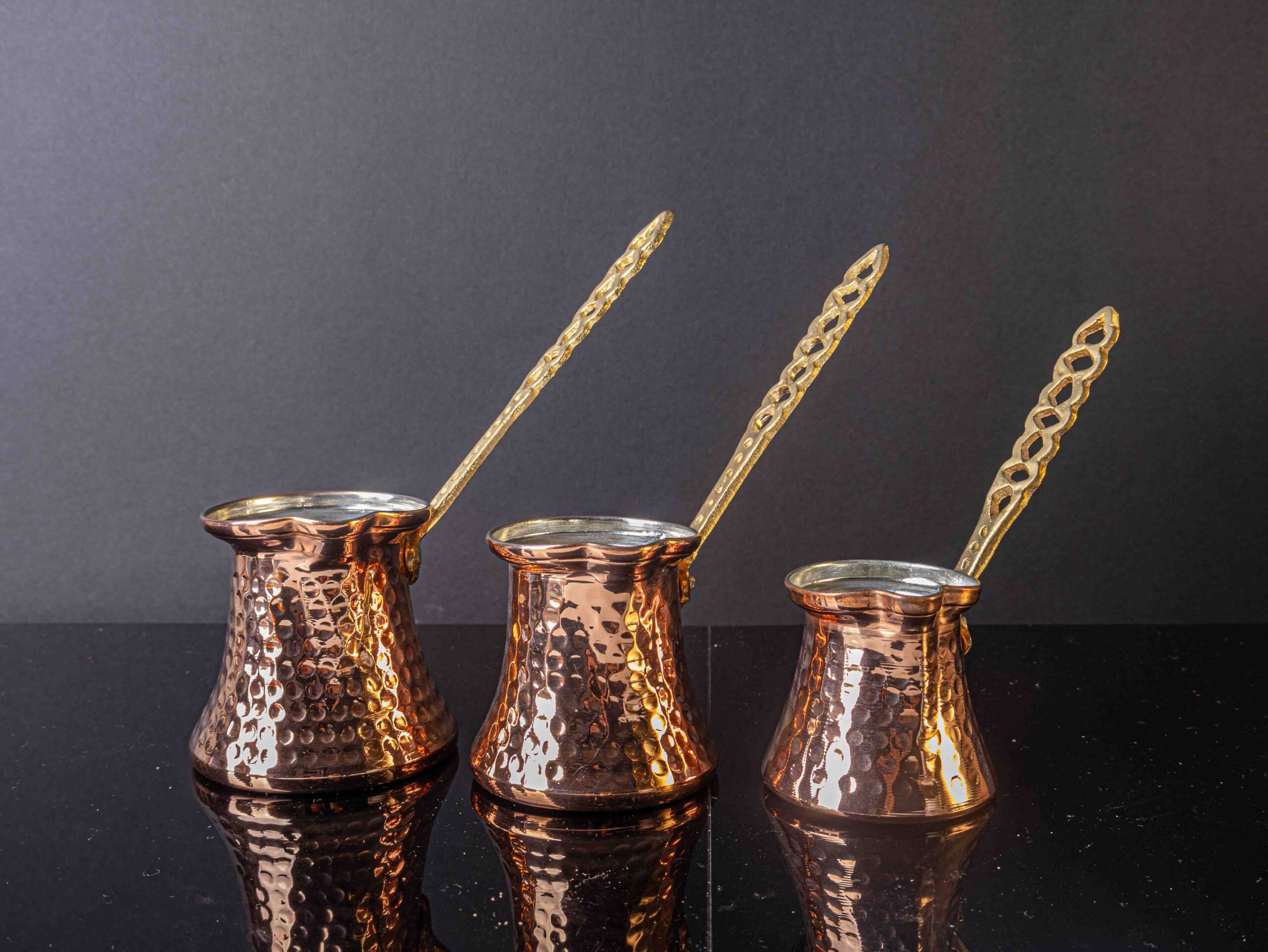 Turkish Coffee Pot Set Of 3 with polished finish