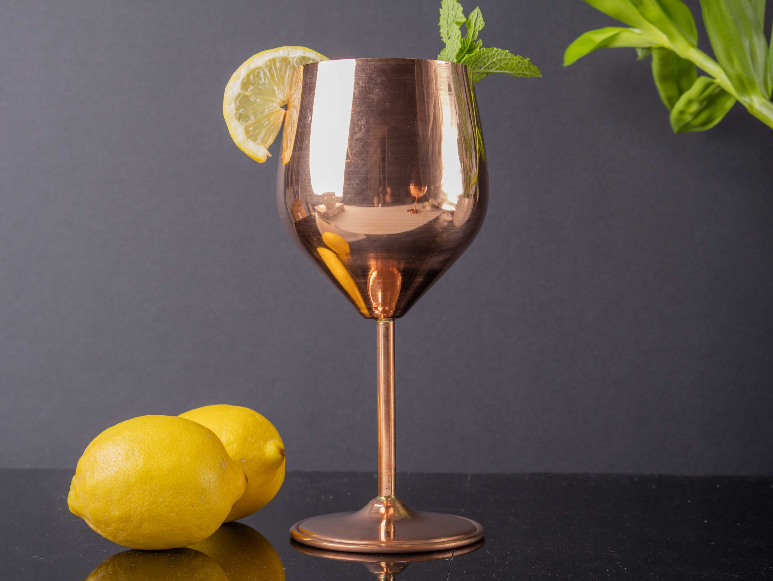 Handmade vine-gall copper goblet with tin lining