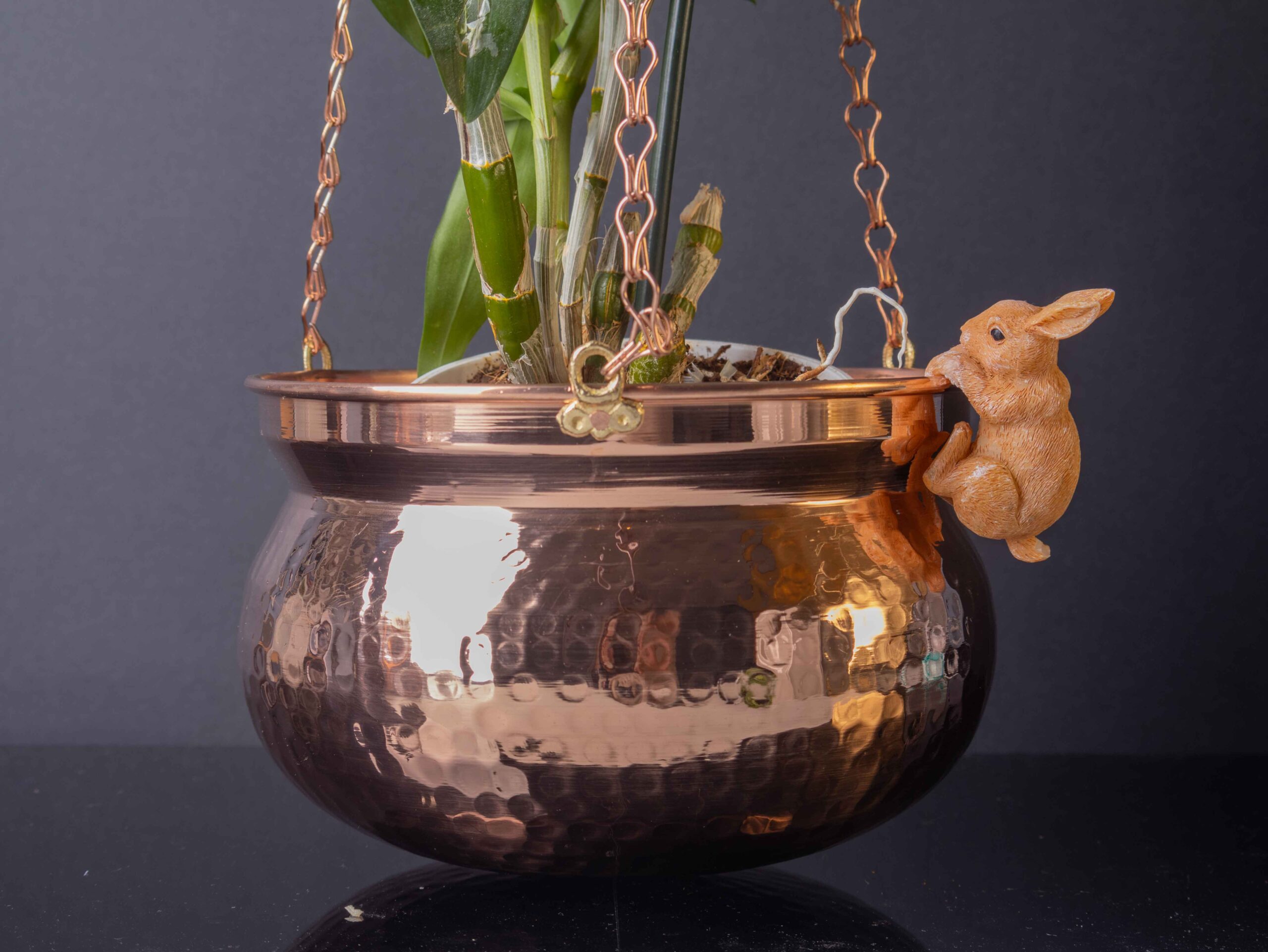 Kayrana Hammered Rose Copper Planter Set