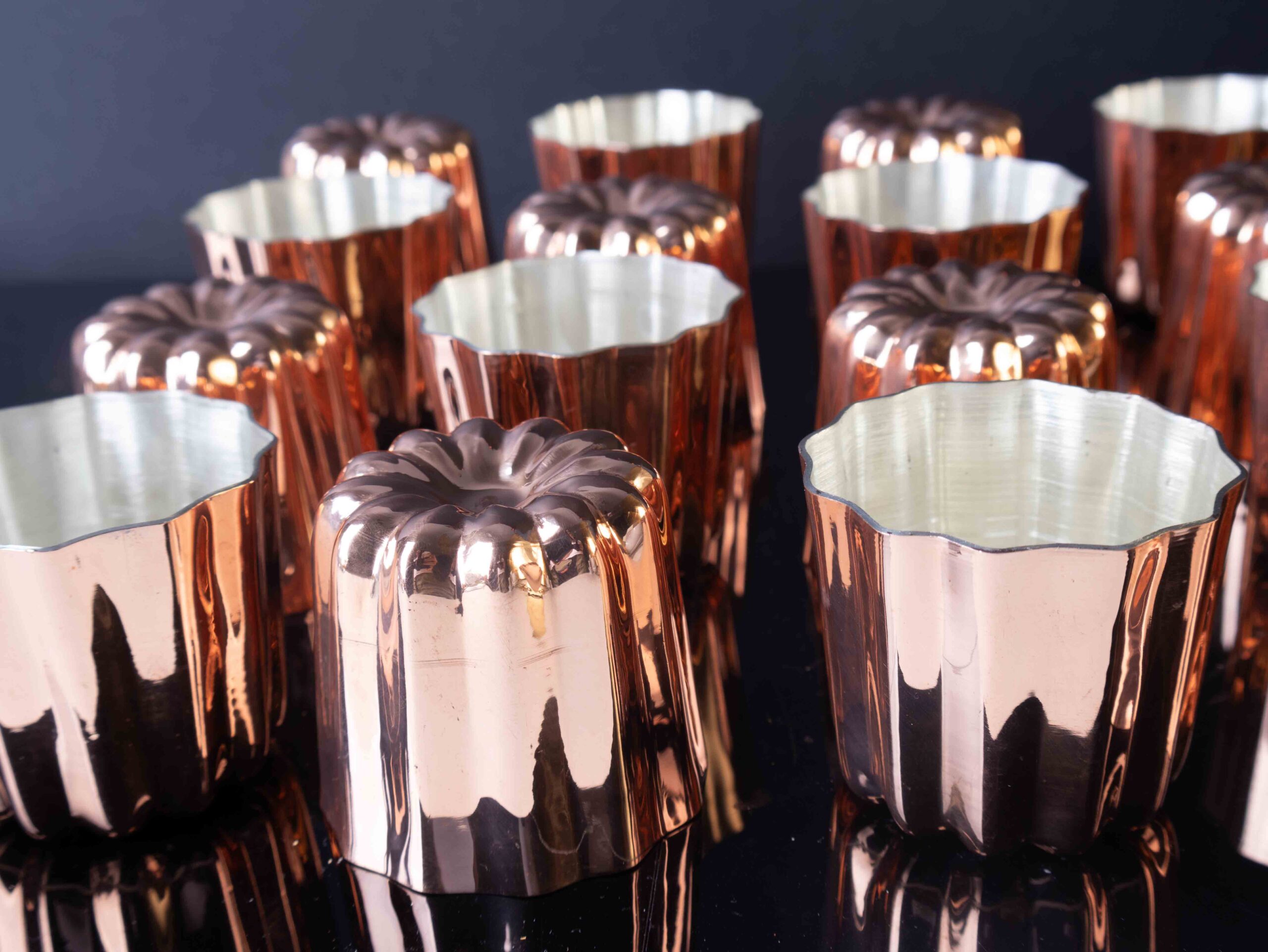 Handmade French Copper Canele Molds Set of 24