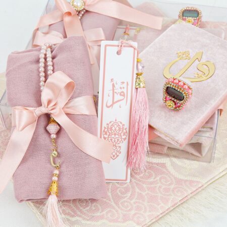 Kayrana Yaseen Prayer Gift Set with tasbeeh, rug, shawl.